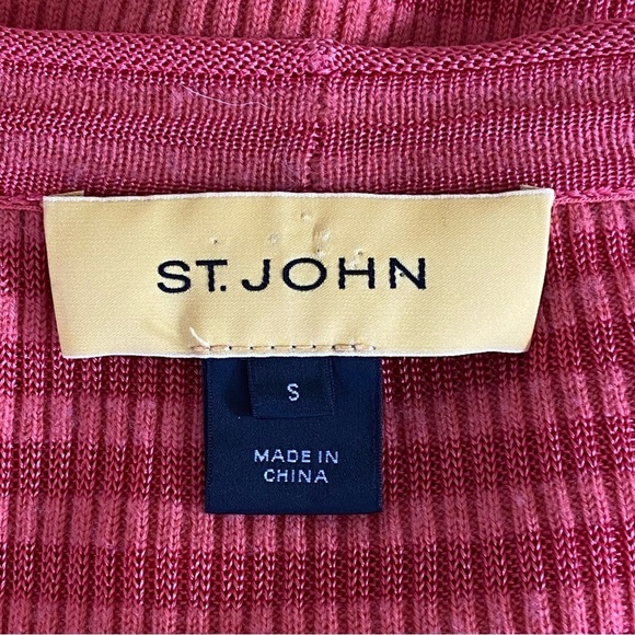St. John Orange Striped Old Money Button Up Cardigan Sweater Wool Silk Small S - Picture 4 of 6